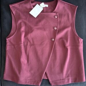 H&M Deep Burgundy Sleeveless Tank with Button Detail